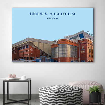 Ibrox Stadium Print, Rangers Football Wall Art, Scottish Soccer, Sport Art Print, Canvas Print Wall Art, Man Cave Gift