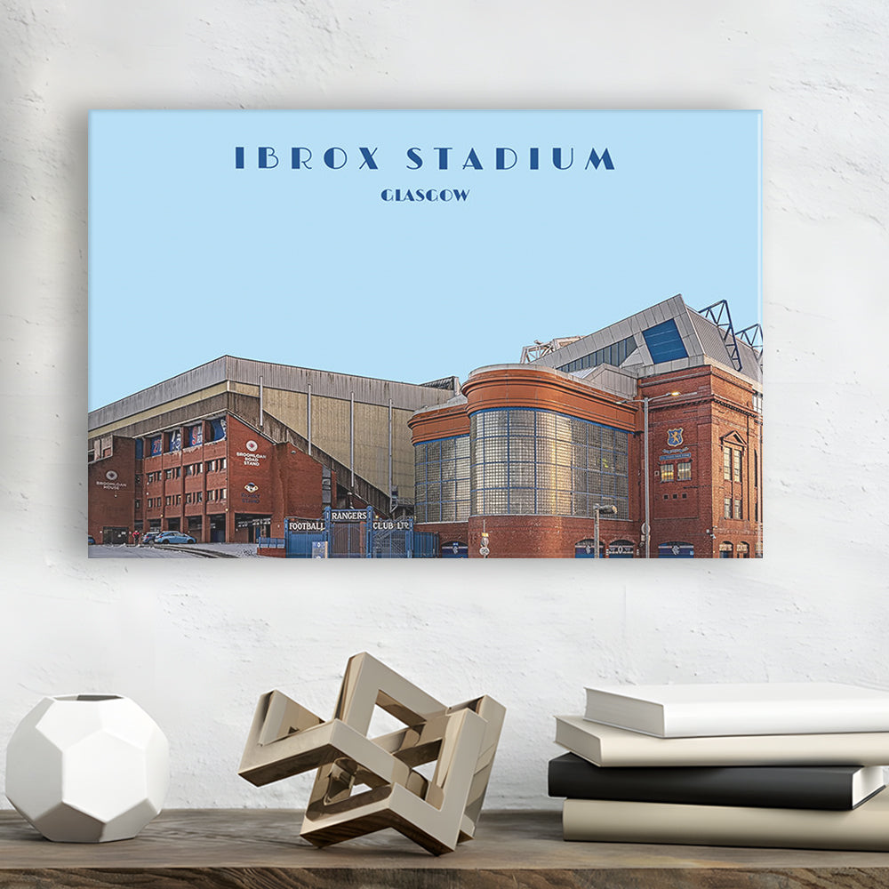 Ibrox Stadium Print, Rangers Football Wall Art, Scottish Soccer, Sport Art Print, Canvas Print Wall Art, Man Cave Gift