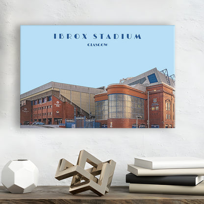 Ibrox Stadium Print, Rangers Football Wall Art, Scottish Soccer, Sport Art Print, Canvas Print Wall Art, Man Cave Gift