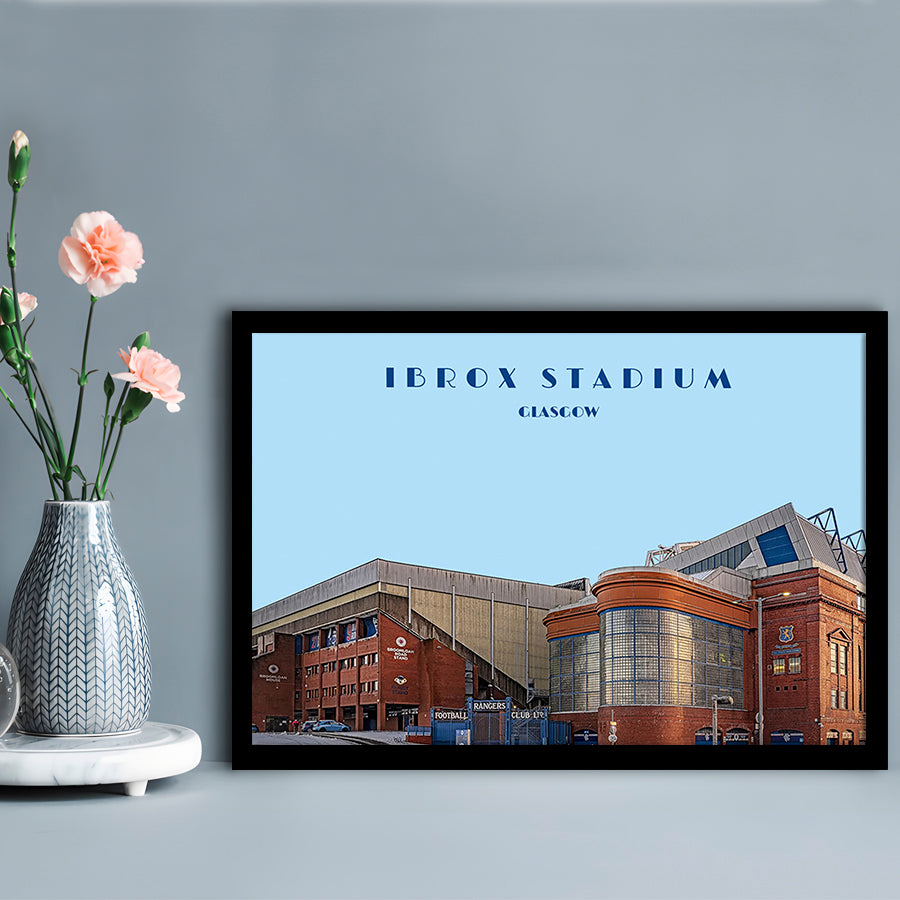 Ibrox Stadium Print, Rangers Football Wall Art, Scottish Soccer, Sport Art Print, Framed Art Print Wall Decor