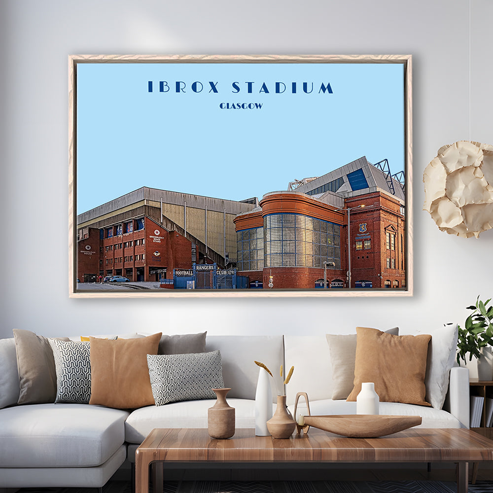 Ibrox Stadium Print, Rangers Football Wall Art, Scottish Soccer, Sport Art Print, Framed Canvas Print Wall Art