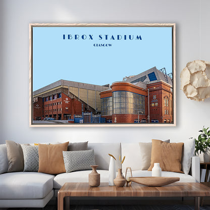 Ibrox Stadium Print, Rangers Football Wall Art, Scottish Soccer, Sport Art Print, Framed Canvas Print Wall Art