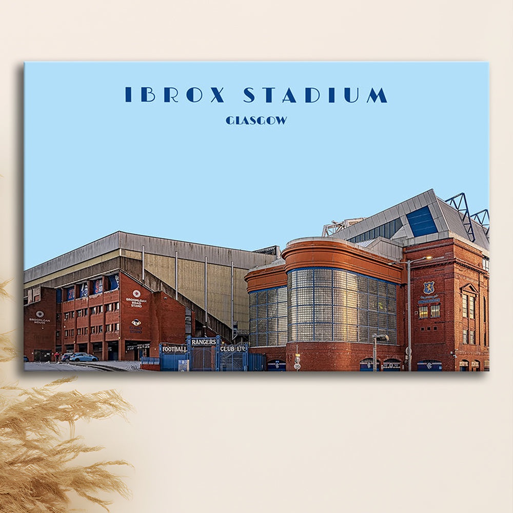 Ibrox Stadium Print, Rangers Football Wall Art, Scottish Soccer, Sport Art Print, Canvas Print Wall Art, Man Cave Gift