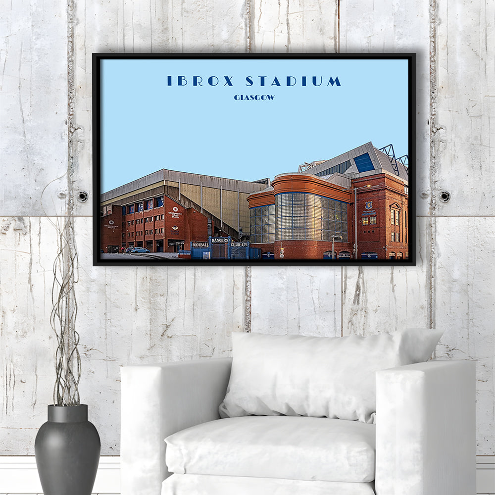 Ibrox Stadium Print, Rangers Football Wall Art, Scottish Soccer, Sport Art Print, Framed Canvas Print Wall Art