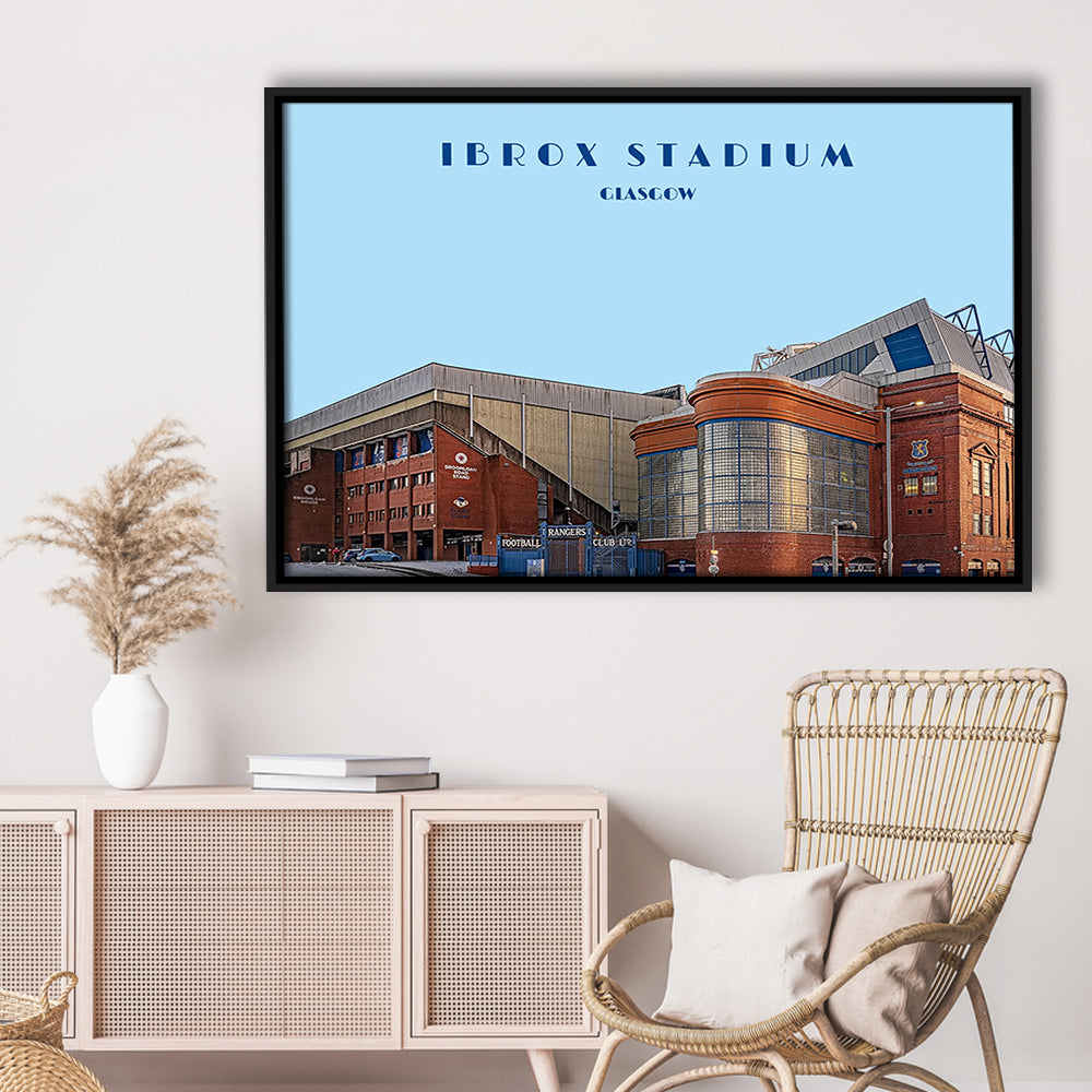 Ibrox Stadium Print, Rangers Football Wall Art, Scottish Soccer, Sport Art Print, Framed Canvas Print Wall Art