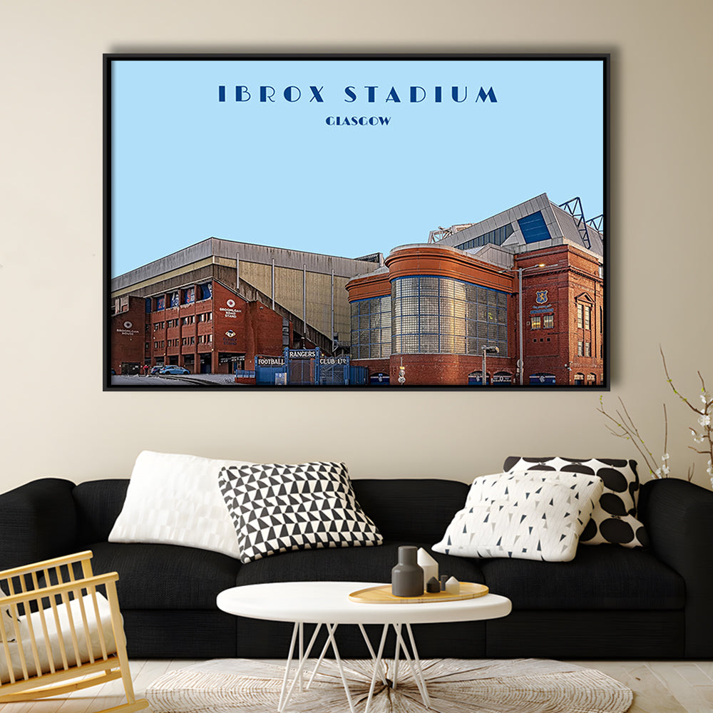 Ibrox Stadium Print, Rangers Football Wall Art, Scottish Soccer, Sport Art Print, Framed Canvas Print Wall Art