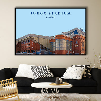 Ibrox Stadium Print, Rangers Football Wall Art, Scottish Soccer, Sport Art Print, Framed Canvas Print Wall Art