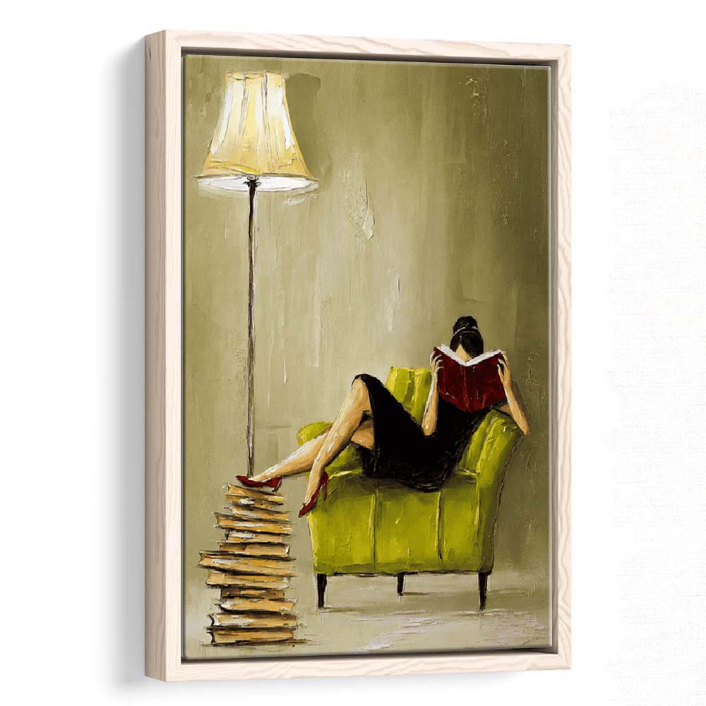 Impressionist Art  Lime Chair Leisure Wall Art Print, Framed Canvas Print, Floating Frame