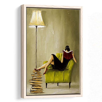 Impressionist Art  Lime Chair Leisure Wall Art Print, Framed Canvas Print, Floating Frame