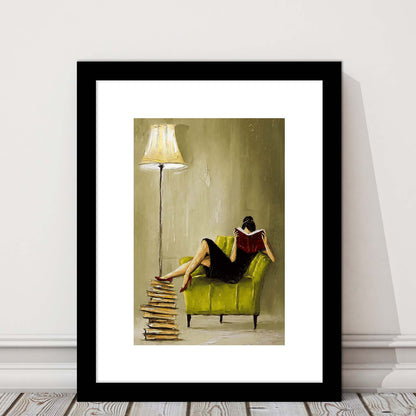 Impressionist Art  Lime Chair Leisure Wall Art Print, Framed Art Print, White Border