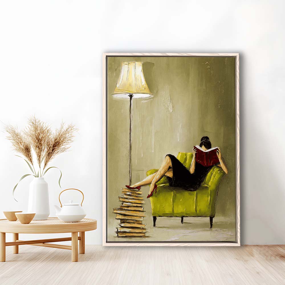 Impressionist Art  Lime Chair Leisure Wall Art Print, Framed Canvas Print, Floating Frame