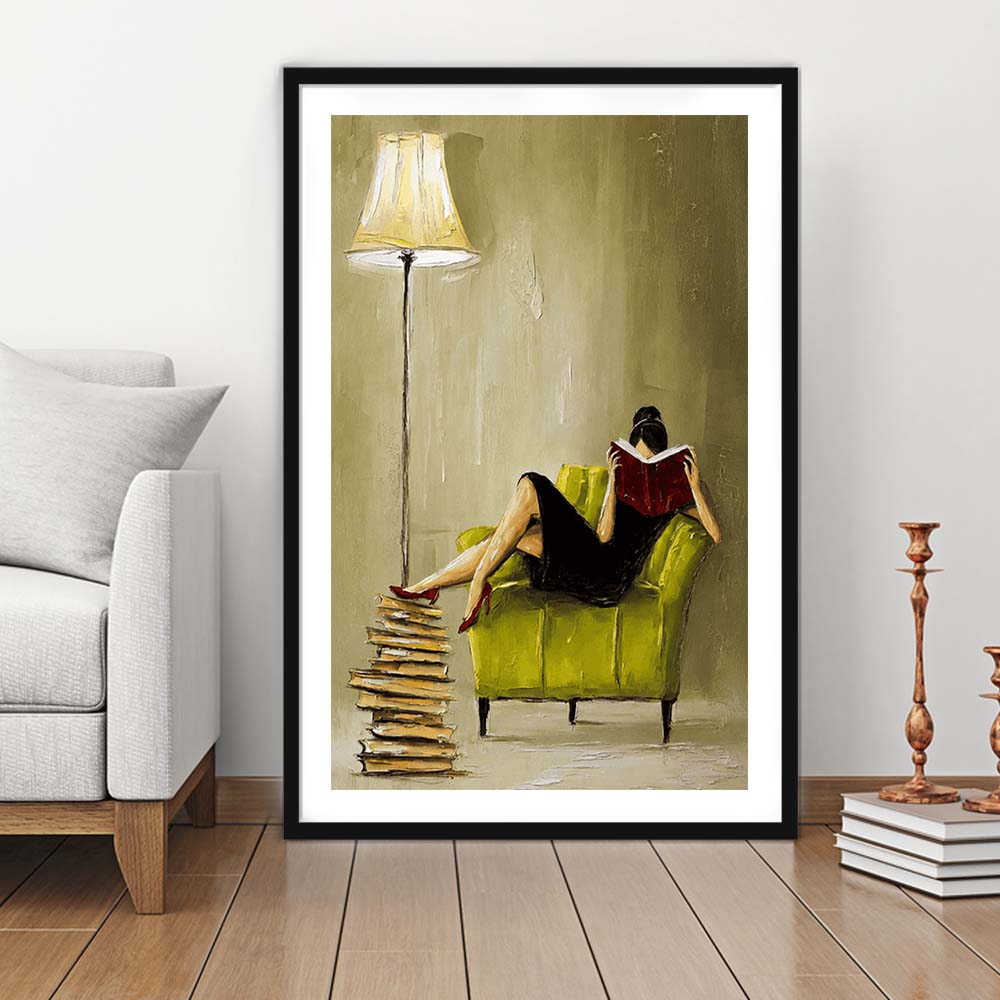 Impressionist Art  Lime Chair Leisure Wall Art Print, Framed Art Print, White Border