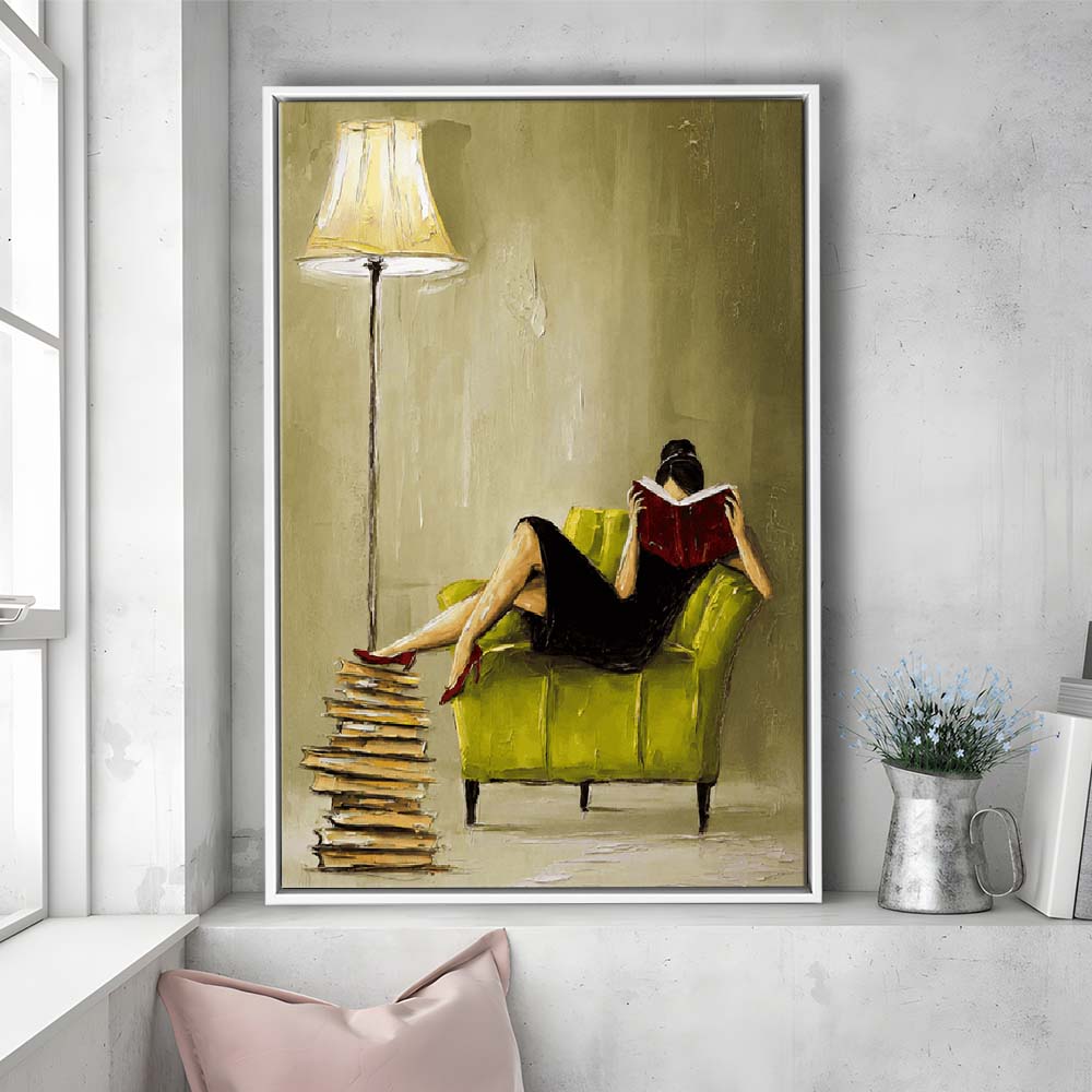 Impressionist Art  Lime Chair Leisure Wall Art Print, Framed Canvas Print, Floating Frame