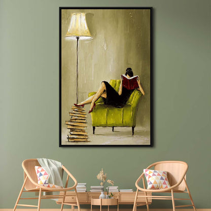 Impressionist Art  Lime Chair Leisure Wall Art Print, Framed Canvas Print, Floating Frame
