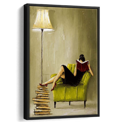 Impressionist Art  Lime Chair Leisure Wall Art Print, Framed Canvas Print, Floating Frame