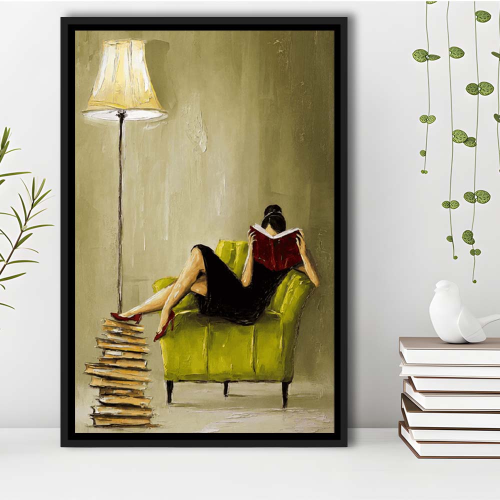 Impressionist Art  Lime Chair Leisure Wall Art Print, Framed Canvas Print, Floating Frame