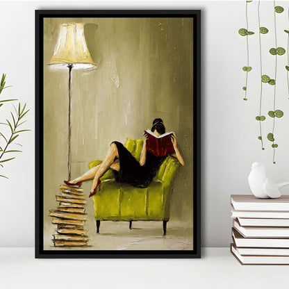 Impressionist Art  Lime Chair Leisure Wall Art Print, Framed Canvas Print, Floating Frame