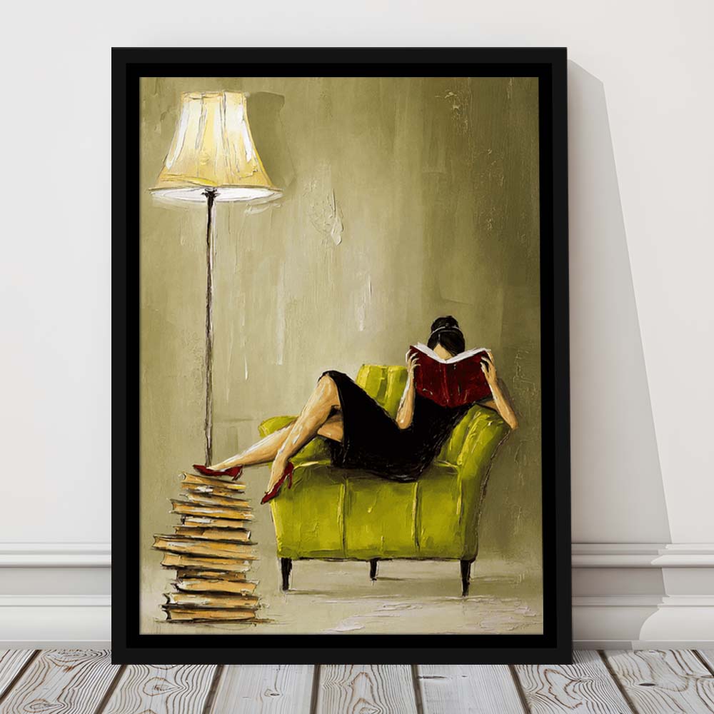 Impressionist Art  Lime Chair Leisure Wall Art Print, Framed Canvas Print, Floating Frame