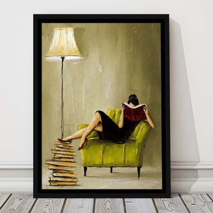 Impressionist Art  Lime Chair Leisure Wall Art Print, Framed Canvas Print, Floating Frame