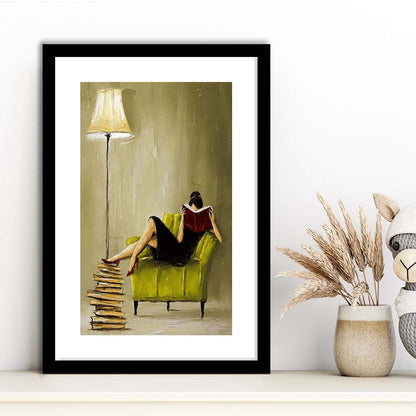Impressionist Art  Lime Chair Leisure Wall Art Print, Framed Art Print, White Border