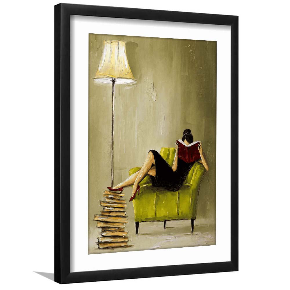 Impressionist Art  Lime Chair Leisure Wall Art Print, Framed Art Print, White Border