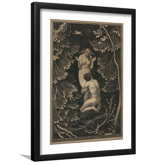 In Paradise By Max Svabinsky Wall Art Decor, The Fruit Was Never An Apple, Eros Fantasy, Framed Art Print, White Border