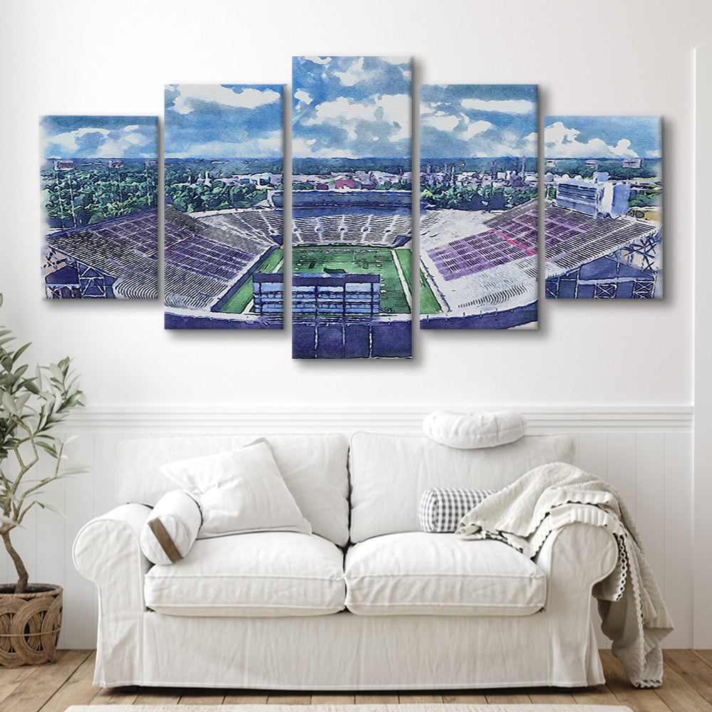 Independence Stadium, Independence Bowl Watercolor, Sport Art, Mixed 5 Panel, Canvas Print Wall Art