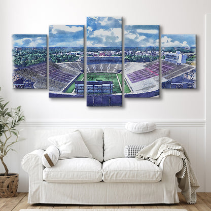 Independence Stadium, Independence Bowl Watercolor, Sport Art, Mixed 5 Panel, Canvas Print Wall Art