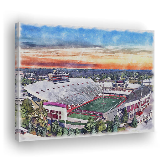 Indiana Memorial Painting Stadium Watercolor, Bloomington Indiana, Sport Art, Gifts for him, Canvas Print Wall Art