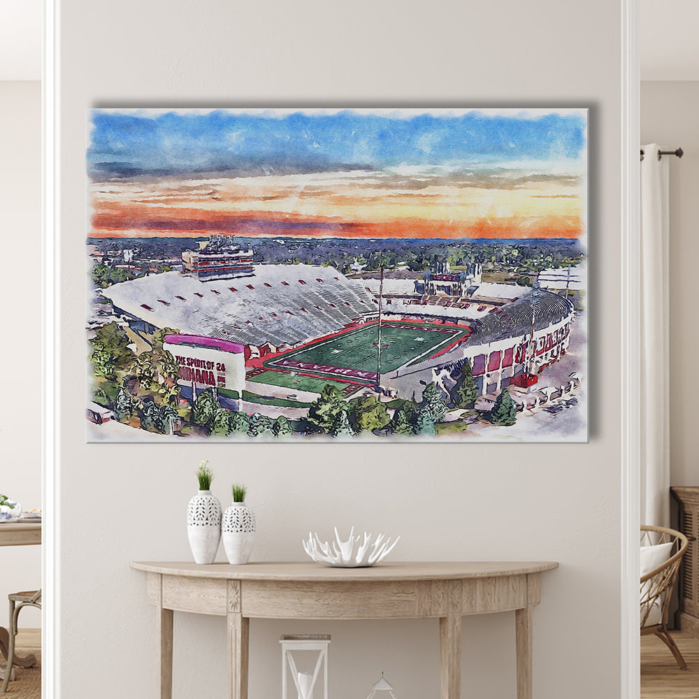 Indiana Memorial Painting Stadium Watercolor, Bloomington Indiana, Sport Art, Gifts for him, Canvas Print Wall Art