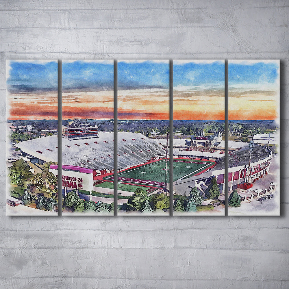 Indiana Memorial Painting Stadium Watercolor, Bloomington Indiana, Sport Art, Extra Large Canvas Print Wall Art