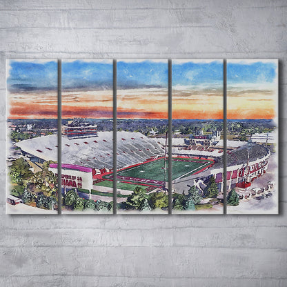 Indiana Memorial Painting Stadium Watercolor, Bloomington Indiana, Sport Art, Extra Large Canvas Print Wall Art