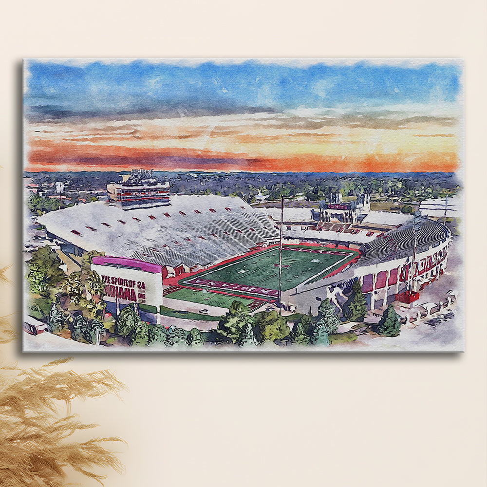 Indiana Memorial Painting Stadium Watercolor, Bloomington Indiana, Sport Art, Gifts for him, Canvas Print Wall Art