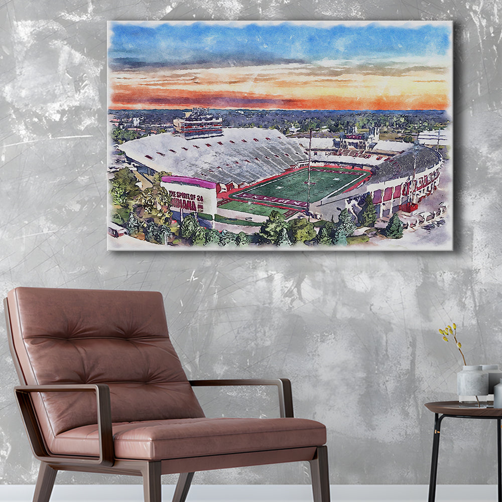 Indiana Memorial Painting Stadium Watercolor, Bloomington Indiana, Sport Art, Gifts for him, Canvas Print Wall Art