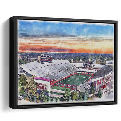 Indiana Memorial Painting Stadium Watercolor, Bloomington Indiana, Sport Gift Art, Framed Canvas Print Wall Art