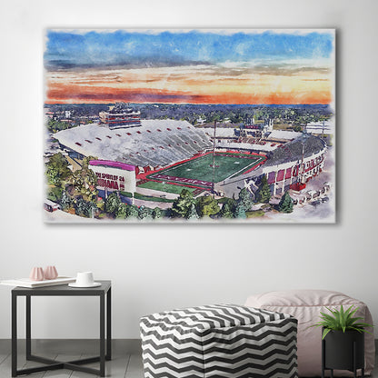 Indiana Memorial Painting Stadium Watercolor, Bloomington Indiana, Sport Art, Gifts for him, Canvas Print Wall Art