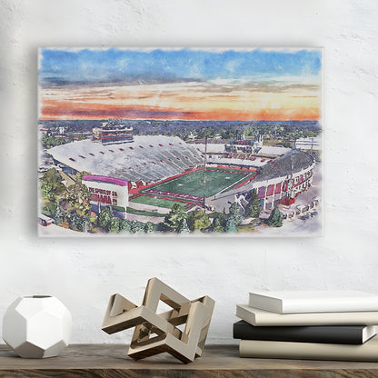 Indiana Memorial Painting Stadium Watercolor, Bloomington Indiana, Sport Art, Gifts for him, Canvas Print Wall Art