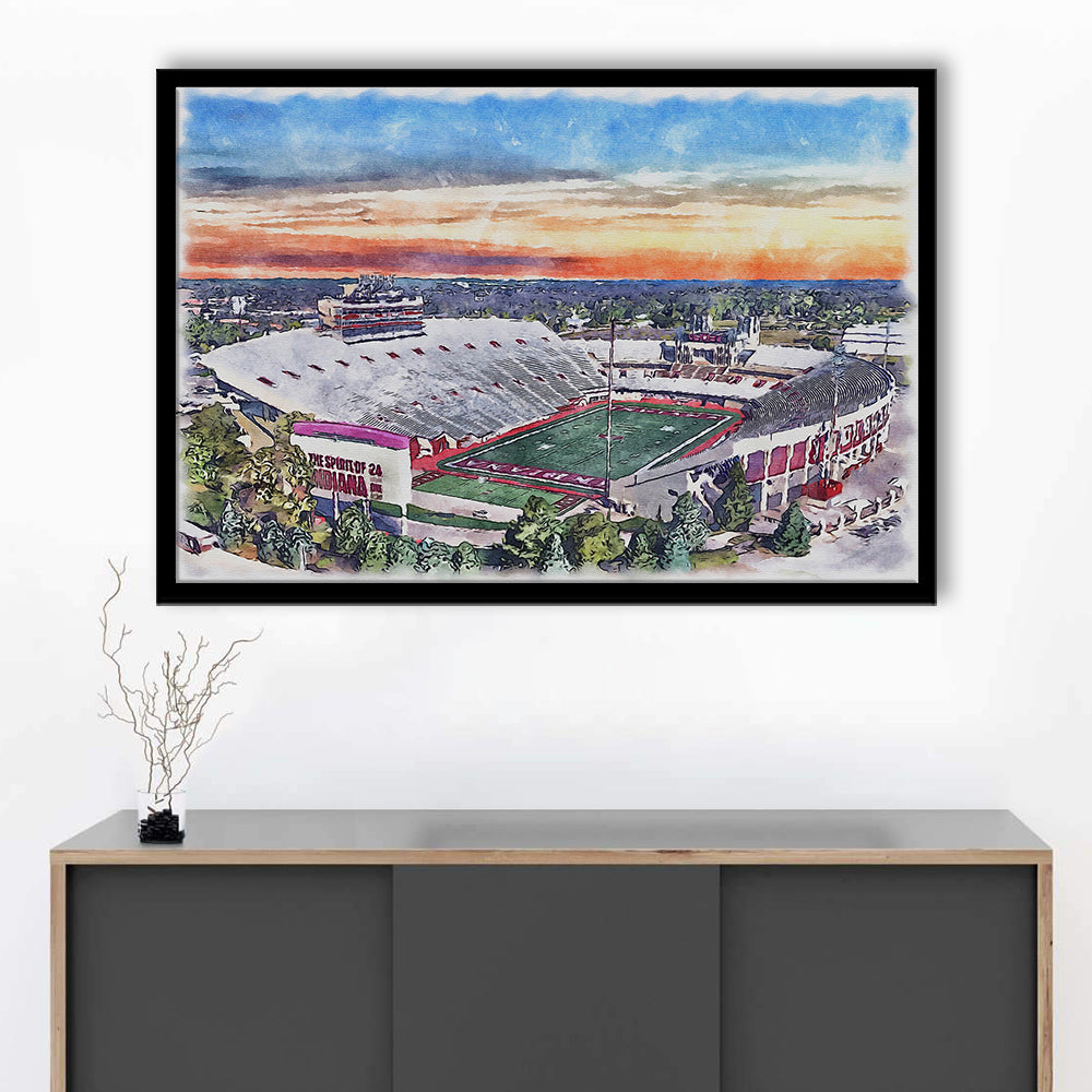 Indiana Memorial Painting Stadium Watercolor, Bloomington Indiana, Sport Gift Art, Framed Art Print Wall Decor
