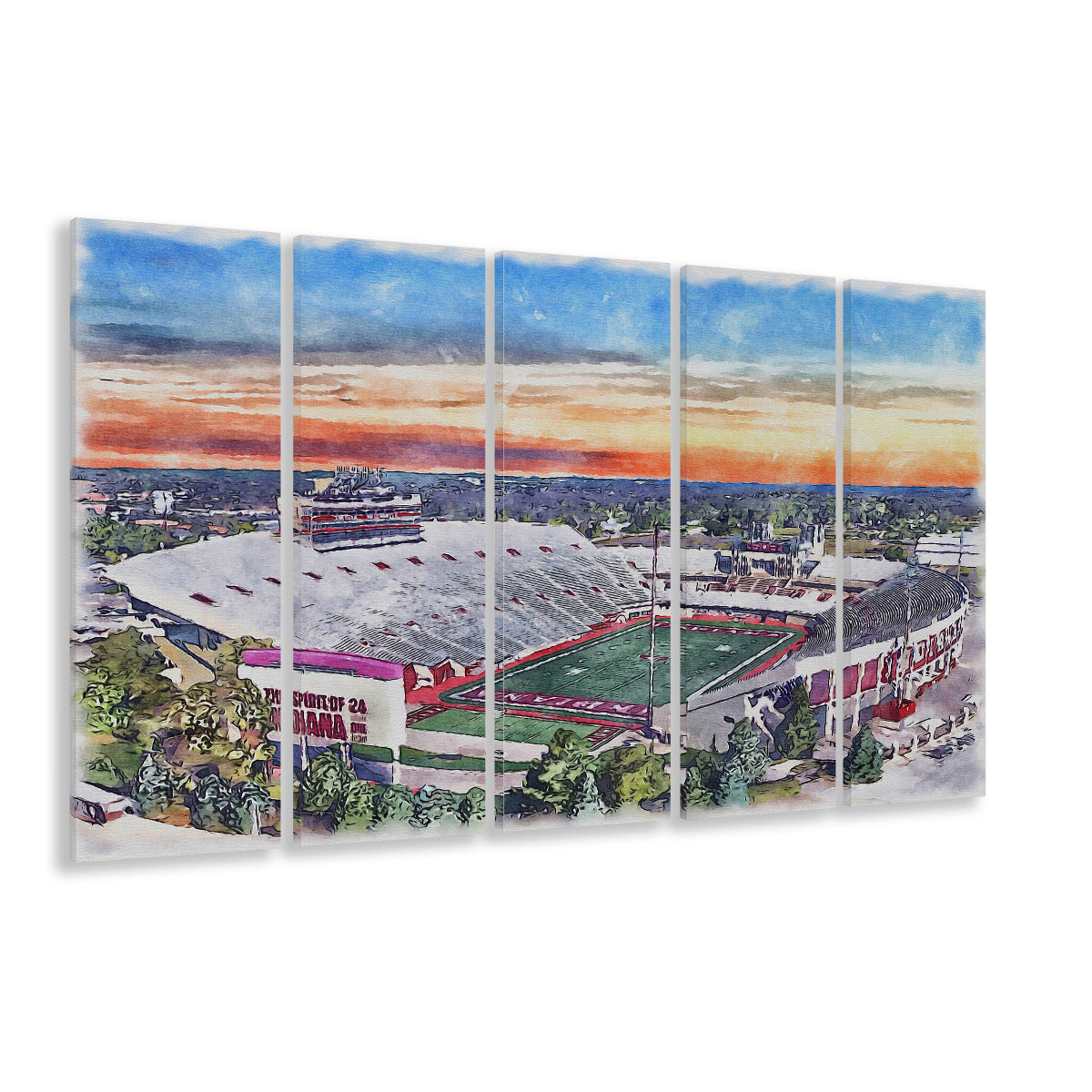 Indiana Memorial Painting Stadium Watercolor, Bloomington Indiana, Sport Art, Extra Large Canvas Print Wall Art