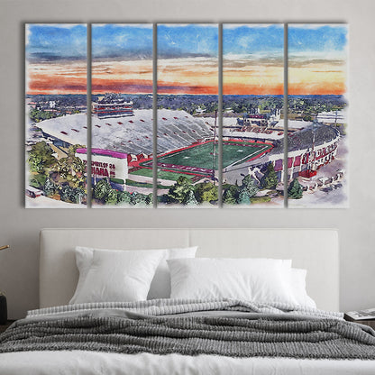Indiana Memorial Painting Stadium Watercolor, Bloomington Indiana, Sport Art, Extra Large Canvas Print Wall Art