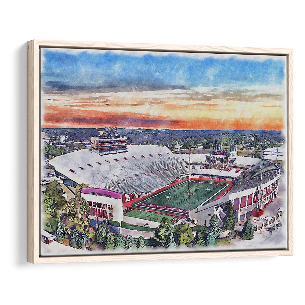 Indiana Memorial Painting Stadium Watercolor, Bloomington Indiana, Sport Gift Art, Framed Canvas Print Wall Art