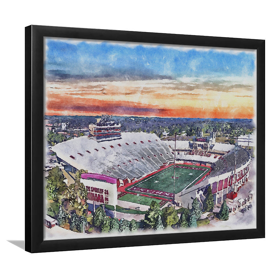 Indiana Memorial Painting Stadium Watercolor, Bloomington Indiana, Sport Gift Art, Framed Art Print Wall Decor