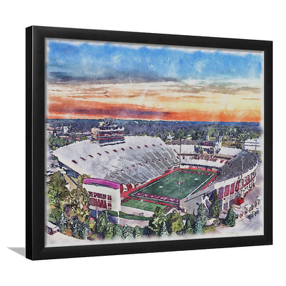Indiana Memorial Painting Stadium Watercolor, Bloomington Indiana, Sport Gift Art, Framed Art Print Wall Decor