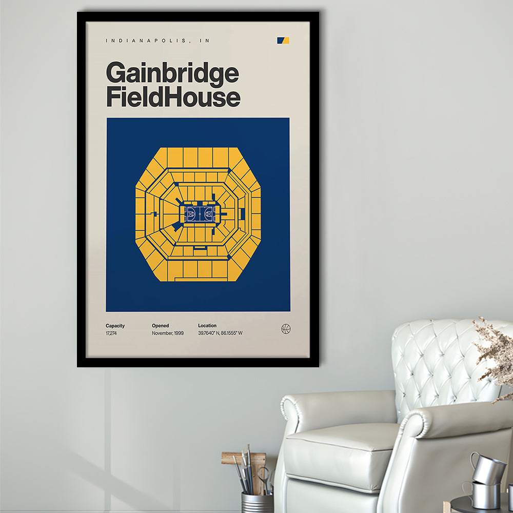 Indiana Pacers Stadium Print, Gainbridge Fieldhouse Stadium Print, Gifts for him, Sport Art, Framed Art Print Wall Decor
