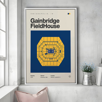 Indiana Pacers Stadium Print, Gainbridge Fieldhouse Stadium Print, Man Cave Gift, Floating Framed Canvas Print Wall Art