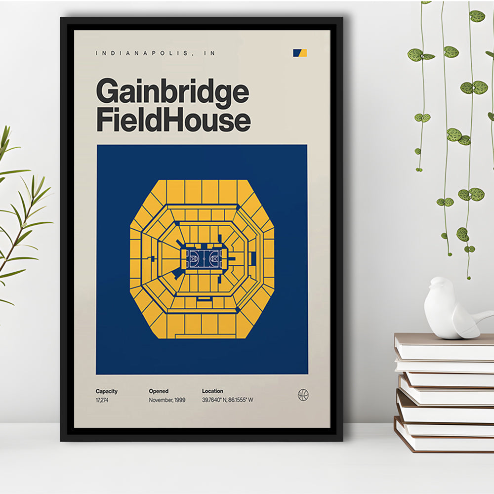 Indiana Pacers Stadium Print, Gainbridge Fieldhouse Stadium Print, Man Cave Gift, Floating Framed Canvas Print Wall Art
