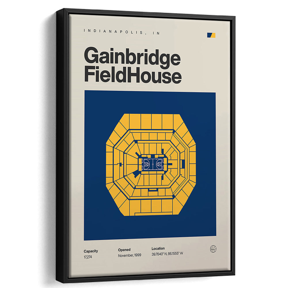 Indiana Pacers Stadium Print, Gainbridge Fieldhouse Stadium Print, Man Cave Gift, Floating Framed Canvas Print Wall Art