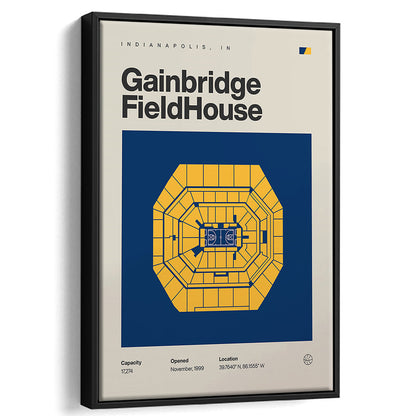 Indiana Pacers Stadium Print, Gainbridge Fieldhouse Stadium Print, Man Cave Gift, Floating Framed Canvas Print Wall Art