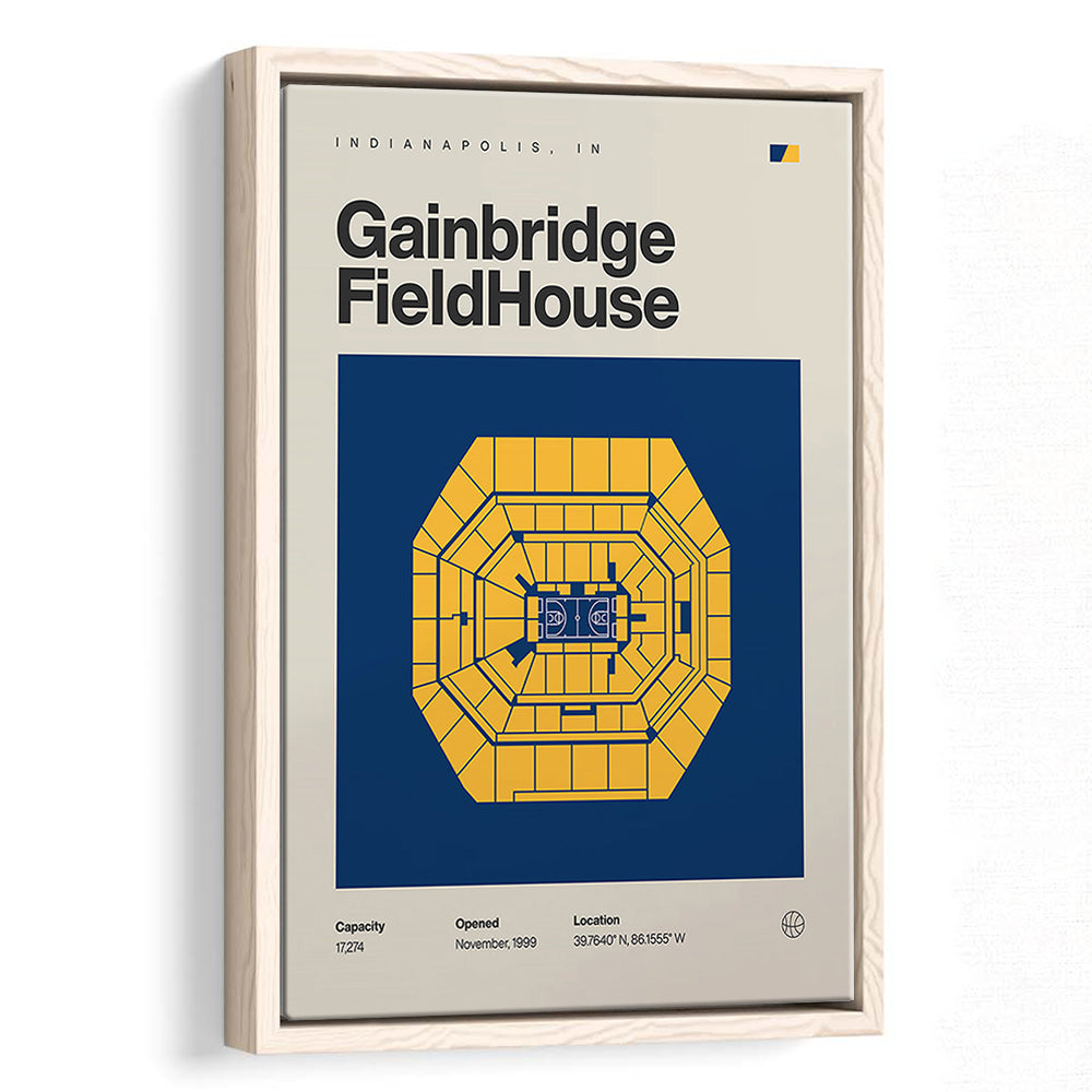 Indiana Pacers Stadium Print, Gainbridge Fieldhouse Stadium Print, Man Cave Gift, Floating Framed Canvas Print Wall Art