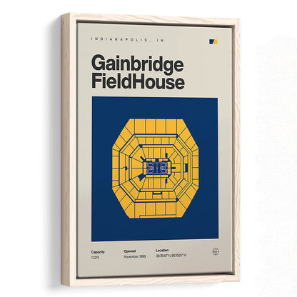 Indiana Pacers Stadium Print, Gainbridge Fieldhouse Stadium Print, Man Cave Gift, Floating Framed Canvas Print Wall Art
